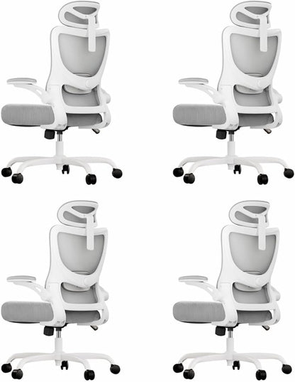 Marsail Ergonomic Office Chair with 3D Armrests, Pack of 4 | Office Desk Chair with High Back Mesh, Adjustable Lumbar Support, Rolling Work Swivel Task Chairs with Wheel, Headrest, home