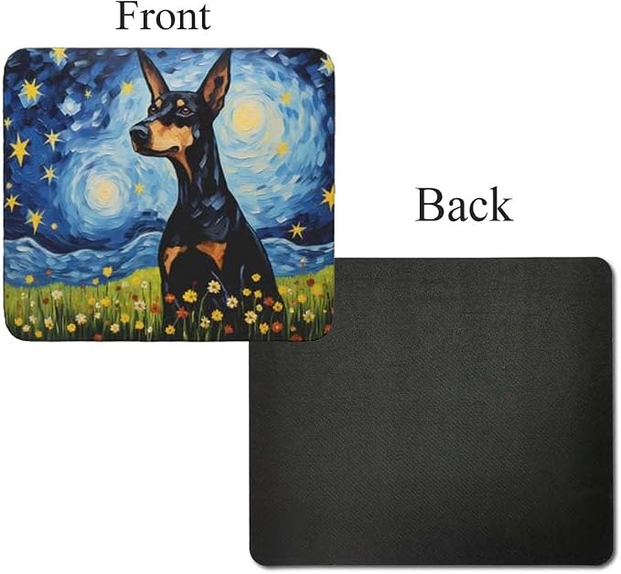 Starry Night Dog Mouse Pad for Computer Laptop Home Office Gaming Working Desk Desktop Accessories Non-Slip Rubber Mouse Pad for Dog Lovers (Doberman)