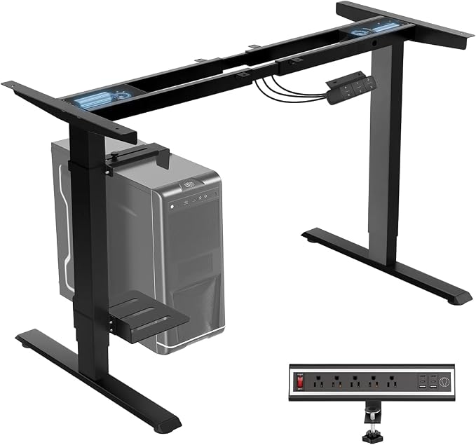 TOPSKY Dual Motor Electric Standing Desk Frame, Height Adjustable Sit Stand Base for Home Office, Fits Table Tops up to 70.8 x 31.5 Inch, 225 lb Capacity (Black, with CPU Stand) | • Dual motors support 225 lbs quietly •Height 27.6"-47.3", width 43"-59"...