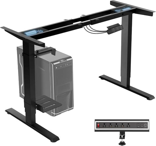 TOPSKY Dual Motor Electric Standing Desk Frame, Height Adjustable Sit Stand Base for Home Office, Fits Table Tops up to 70.8 x 31.5 Inch, 225 lb Capacity (Black, with CPU Stand) | • Dual motors support 225 lbs quietly •Height 27.6"-47.3", width 43"-59"...