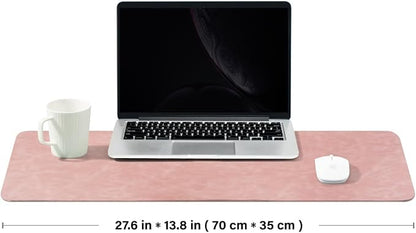 Distressed Leather Desk Mat - Non-Slip PU Desk Pad for Office and Home - Desk Organization and Accessories - Ideal for Large Mouse Pad and Desk Mats on Top of Desks(Dusty Rose,27.6"x 13.8")