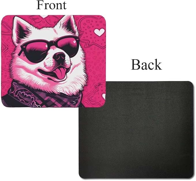 Pink Mousepad Glamour Dog Akita Mouse Pad for Home Office Gaming Working Desk Computer Desktop Accessories Non-Slip Rubber Mousepad for Dog Lovers