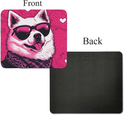 Pink Mousepad Glamour Dog Akita Mouse Pad for Home Office Gaming Working Desk Computer Desktop Accessories Non-Slip Rubber Mousepad for Dog Lovers