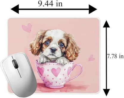 TUBBIE Basic Mousepad Puppy in Tea Cup Mouse Pad Desktop Laptop Computer Accessories Home Office Gaming Work Desk Computer Non-Slip Rubber Gift for Dogs Lover Mousepad Coffee or Tea (Cocker Spaniel)