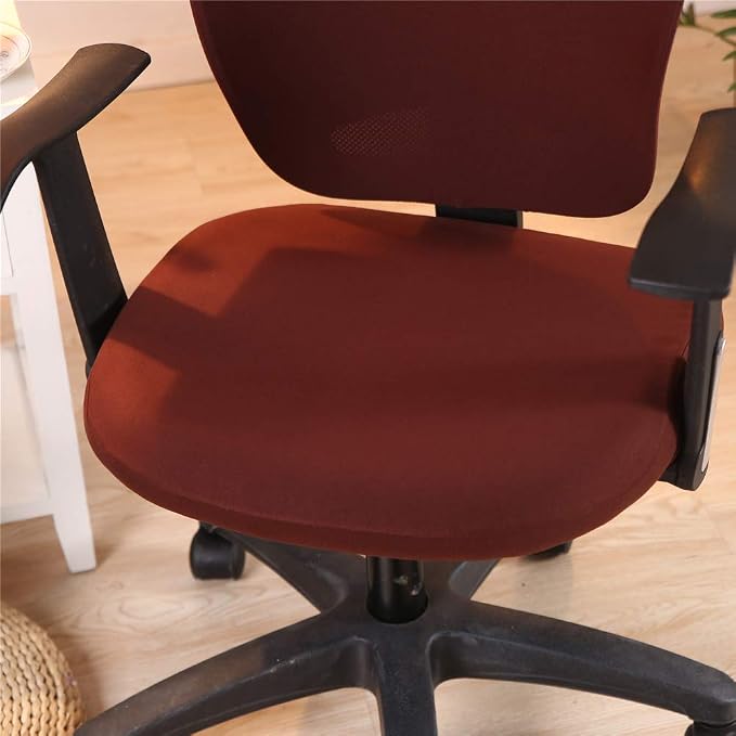 Jinzio Computer Office Chair Cover - Split Protective & Stretchable Cloth Polyester Universal Desk Task Chair Chair Covers Stretch Rotating Chair Slipcover, Coffee