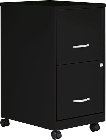 Lorell 2-Drawer Mobile File Cabinet, 14.2" x 18" x 26.5", Black