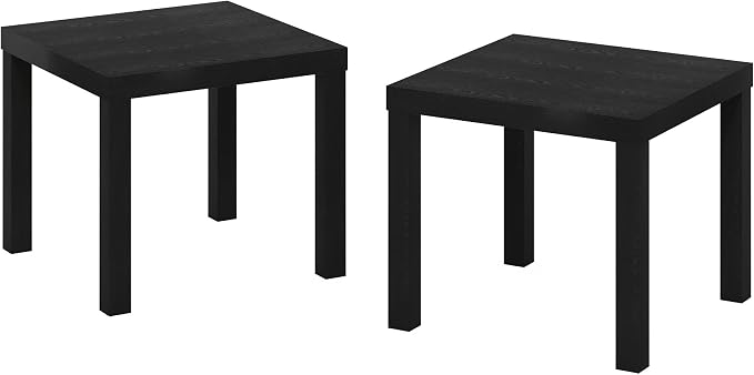 Furinno Classic Homey Square Parsons Side End Table, Set of 2, Black
