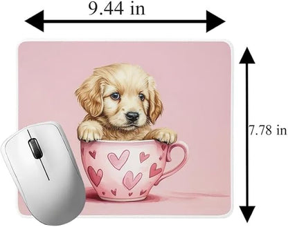 TUBBIE BASIC Mousepad Puppy in Tea Cup Mouse Pad Desktop Laptop Computer Accessories Home Office Gaming Work Desk Computer Non-Slip Rubber gift for dogs lover mousepad coffee or tea (Golden Retriever)