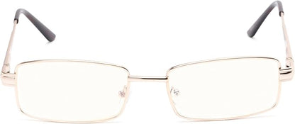 Readers Readers.com Reading Glasses: The Dash Blue Light, Metal rectangle Style for Men and Women