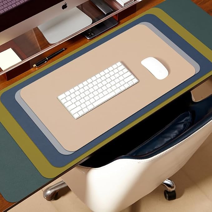 Leather Desk Mat - Non-Slip PU Desk Pad for Office and Home - Desk Organization and Accessories - Ideal for Large Mouse Pad and Desk Mats on Top of Desks (Light Gray,27.6"x 13.8")