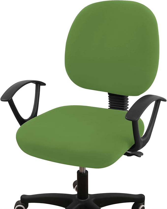 Smiry Stretch Printed Office Computer Chair Covers, Universal Washable Removable Desk Rotating Chair Slipcovers Protector, Seat + Backrest Cover - Olive Green