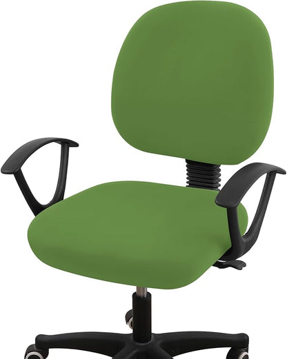 Smiry Stretch Printed Office Computer Chair Covers, Universal Washable Removable Desk Rotating Chair Slipcovers Protector, Seat + Backrest Cover - Olive Green