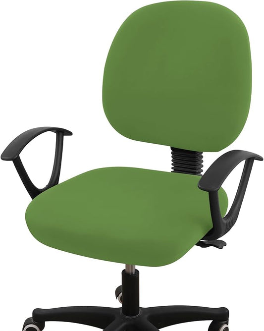 Smiry Stretch Printed Office Computer Chair Covers, Universal Washable Removable Desk Rotating Chair Slipcovers Protector, Seat + Backrest Cover - Olive Green