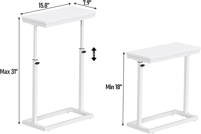 TUTOTAK End Table, Side Table, Tall Couch Table, Sofa Table, Living Room, Bedroom,White TB01BW083