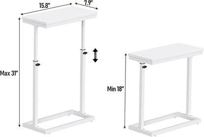TUTOTAK End Table, Side Table, Tall Couch Table, Sofa Table, Living Room, Bedroom,White TB01BW083