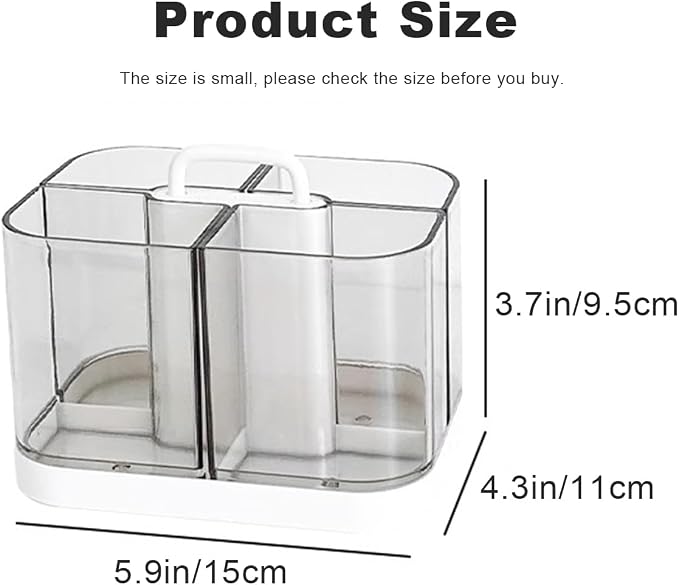2 Pack Small Plastic Portable Caddy with Handle, Stackable Pen Holder 4 Compartments, Clear Pencil Organizer for Art Supplies, Crafts, Colored Pencils, Stationery, Markers