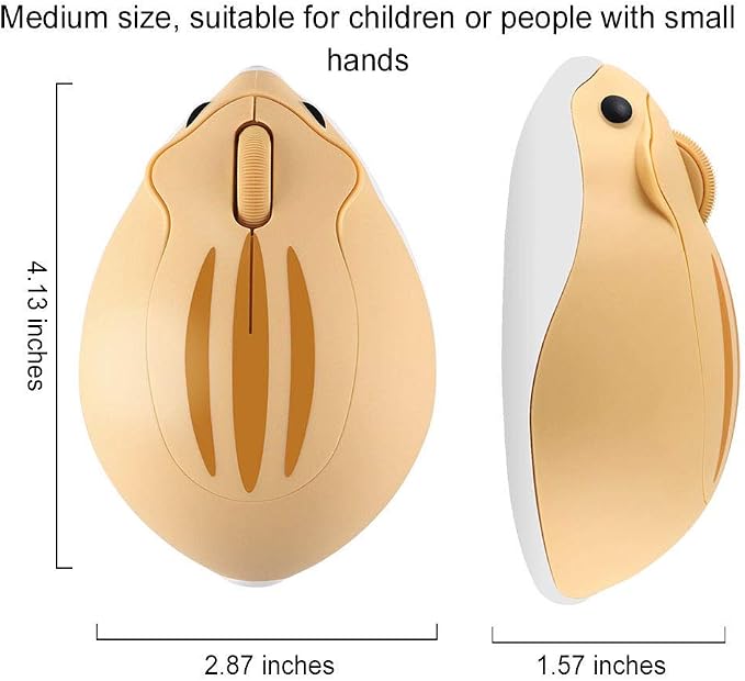 CHUYI Hamster Wireless Mouse, Cute Animal Optical Aesthetics Silent Mouse Portable Cordless Mute Mice for Travel School Office for Computer Laptop PC (Yellow)