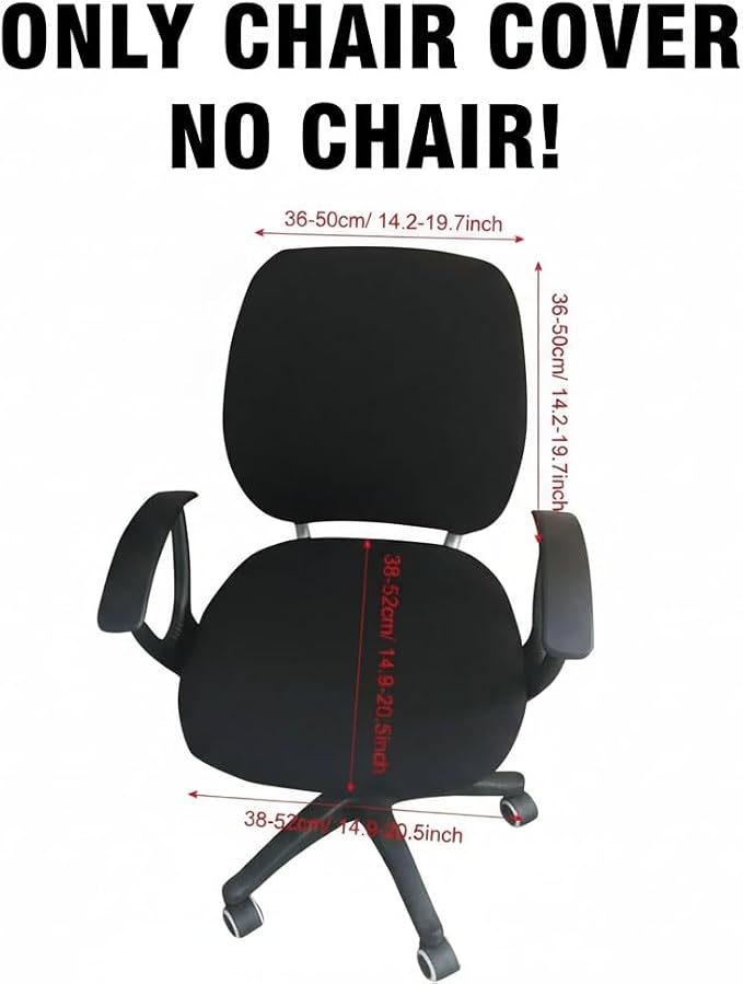 MIFXIN Computer Office Chair Covers Stretch Slipcovers 2 Piece Soft Elastic Washable Non-Slip Desk Chair Seat Cover & Backrest Cover, Only 2Pcs Chair Covers, NO Chair Included (Black)