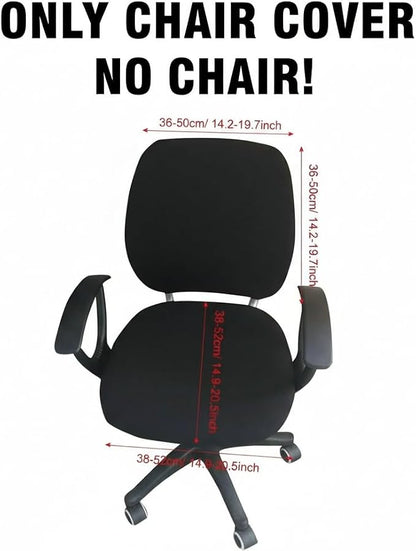 MIFXIN Computer Office Chair Covers Stretch Slipcovers 2 Piece Soft Elastic Washable Non-Slip Desk Chair Seat Cover & Backrest Cover, Only 2Pcs Chair Covers, NO Chair Included (Black)