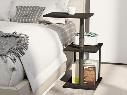 Faesun Swivel Side Table for Couch Arm, Adjustable C End Table for Recliner or Bed, Tv Trays with Storage Shelf for Small Spaces Small Nightstand Table for Living Room, Bedroom，2pc