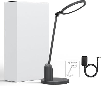 Desk Lamps for Home Office with Stable Base, 1000LM Ultra Bright Eye-Caring LED Desk Light, 3000K-6000K Dimmable Table Lamp with Stepless Dimming & Timing Function for Work, Reading, Bedroom, Bedside