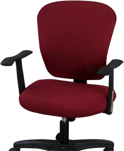 Jinzio Computer Office Chair Cover - Split Protective & Stretchable Cloth Polyester Universal Desk Task Chair Chair Covers Stretch Rotating Chair Slipcover, Burgundy