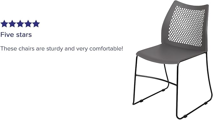 Flash Furniture Hercules Series Contoured Lobby Chairs with Air-Vent Honeycomb Backs, Ergonomic Stacking Chairs for Offices, Set of 5, Gray