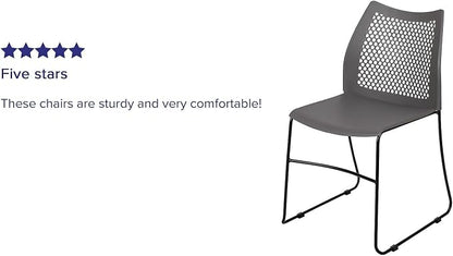 Flash Furniture Hercules Series Contoured Lobby Chairs with Air-Vent Honeycomb Backs, Ergonomic Stacking Chairs for Offices, Set of 5, Gray
