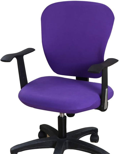 Jinzio Computer Office Chair Cover - Split Protective & Stretchable Cloth Polyester Universal Desk Task Chair Chair Covers Stretch Rotating Chair Slipcover, Purple