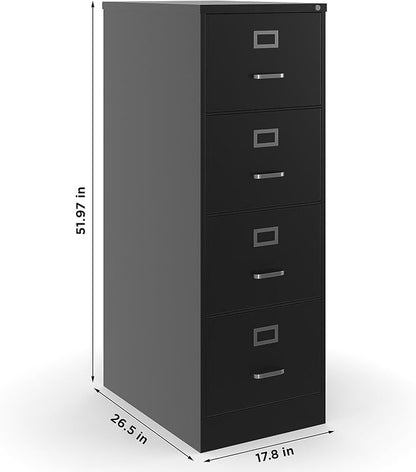 STAPLES Commercial 4 File Drawer Vertical File Cabinet, Locking, Black, Legal, 26.5" D