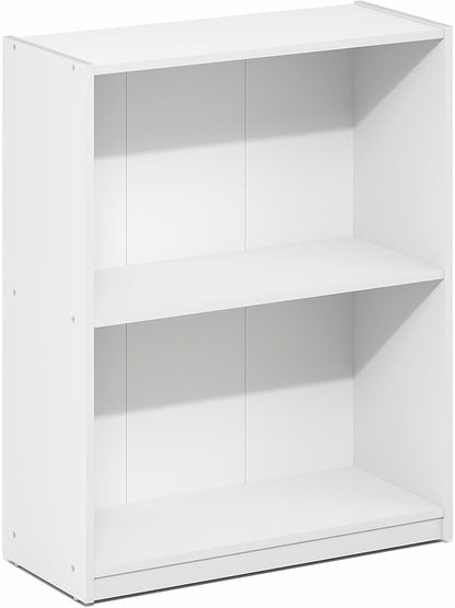 Furinno Gruen Book Shelf, 2-Tier Small Bookshelf, Bookcase with Open Shelf, 9.3 x 21.8 x 27, for Organization and Storage, for Living Room, Bedroom, Home Office, White
