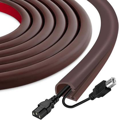 Silicone Cord Covers Wall Self-Adhesive Cord Covers for Wires on Wall Wire Hider Flexible Cable Hider with Side-Opening for Home Office TV Cable Management (0.31" W x 0.31" H x 118" L, Brown)