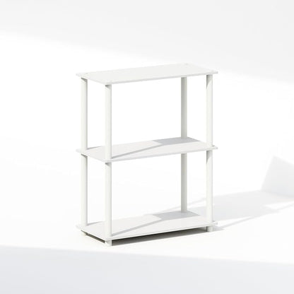 Furinno Turn-N-Tube Book Shelf, 3-Tier Bookshelf, Bookcase with Multipurpose Compact Display Rack, 11.6 x 23.6 x 29.6, for Living Room, Bedroom, Home Office, White/White