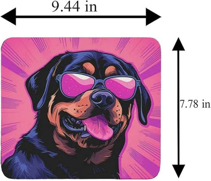 Pink Mousepad Glamour Dog Rottweiler Mouse Pad for Home Office Gaming Working Desk Computer Desktop Accessories Non-Slip Rubber Mousepad for Dog Lovers