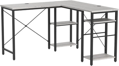 Bestier L Shaped Desk with Shelves 75 Inch Reversible Corner Computer Desk or 2 Person Long Table, Writing Study Desk for Home Office Small Space Bedroom Apartment, Wash White