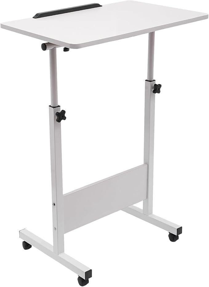 Small Mobile Standing Desk, 24" L×16" W Mobile Office Table, Rolling Laptop Table with 180° Flip, 30.5-43.11in Adjustable Height Desk for Small Spaces Home Offices