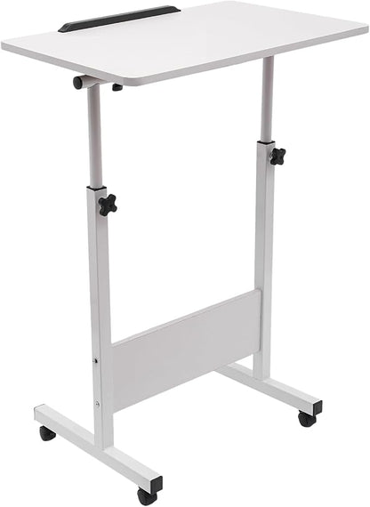 Small Mobile Standing Desk, 24" L×16" W Mobile Office Table, Rolling Laptop Table with 180° Flip, 30.5-43.11in Adjustable Height Desk for Small Spaces Home Offices