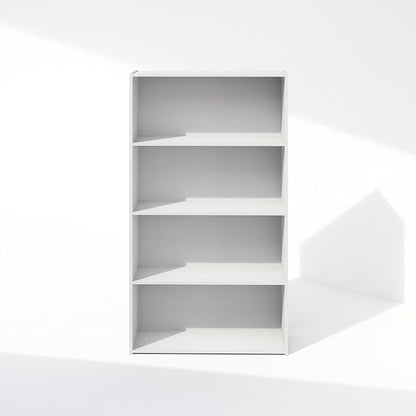 Furinno Simple Book Shelf, 4-Tier Bookshelf, Bookcase with Open Shelf, 9.4 x 23.6 x 41.7, for Living Room, Bedroom, Home Office, White