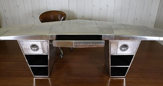 NauticalMart Aviator Wing Desk Wing Shaped Aluminium Desk Home Office Decor (72 Inches)