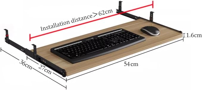 Under Desk Keyboard Tray Slide Out Height Adjustable 21/24/27x 10 Inch Pull Out Platform Computer Drawer Suitable for Office(E,54x27cm)