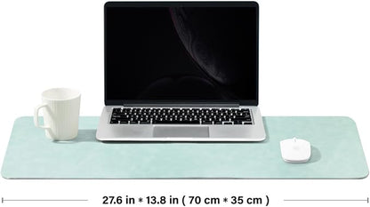 Distressed Leather Desk Mat - Non-Slip PU Desk Pad for Office and Home - Desk Organization and Accessories - Ideal for Large Mouse Pad and Desk Mats on Top of Desks(Mint Green,27.6"x 13.8")