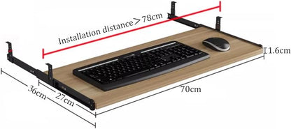 Under Desk Keyboard Tray Slide Out Height Adjustable 21/24/27x 10 Inch Pull Out Platform Computer Drawer Suitable for Office(A,70x27cm)