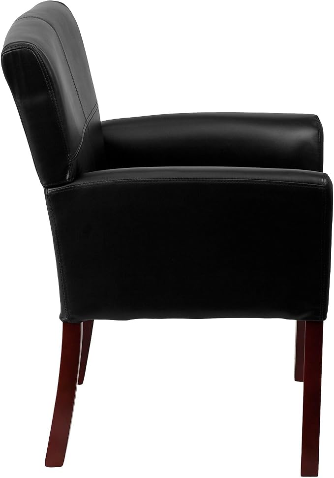 Flash Furniture Taylor LeatherSoft Upholstered Executive Side Reception Chair, Lobby Chair with Cushions and Padded Arms, Black
