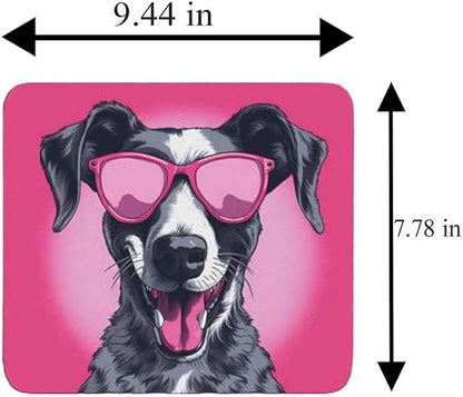 Pink Mousepad Glamour Dog Great Dane Mouse Pad for Home Office Gaming Working Desk Computer Desktop Accessories Non-Slip Rubber Mousepad for Dog Lovers