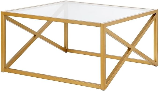Calix 32'' Wide Square Coffee Table in Brass
