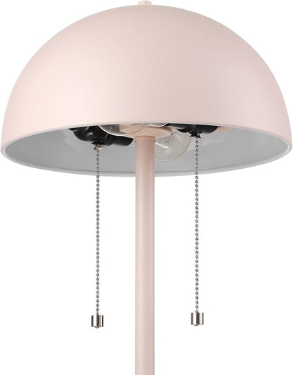 Globe Electric 65531 Luna 21" 2-Light Table Lamp, Matte Blush Pink, Double Plated Nickel On/Off Pull Chains