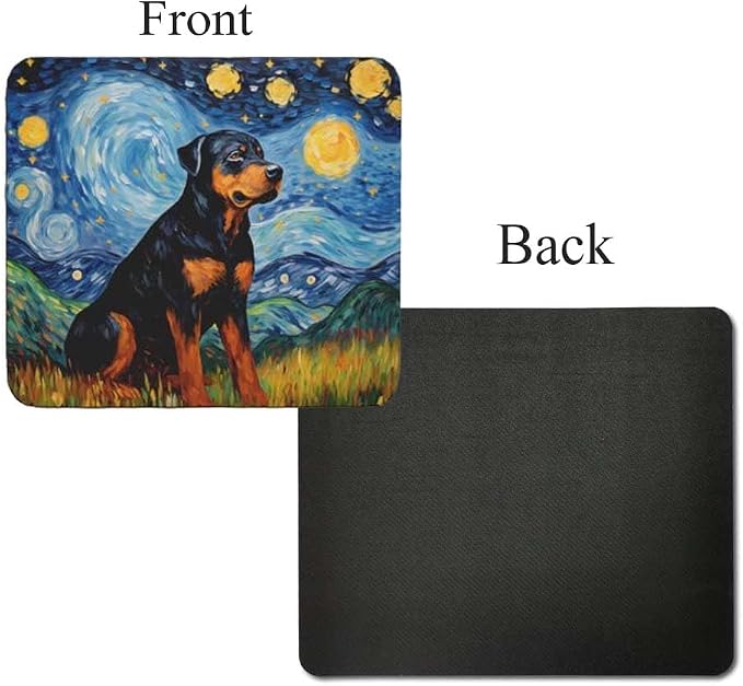Starry Night Rottweiler Dog Mouse Pad for Computer Laptop Home Office Gaming Working Desk Desktop Accessories Non-Slip Rubber Mouse Pad for Dog Lovers (Rottweiler)