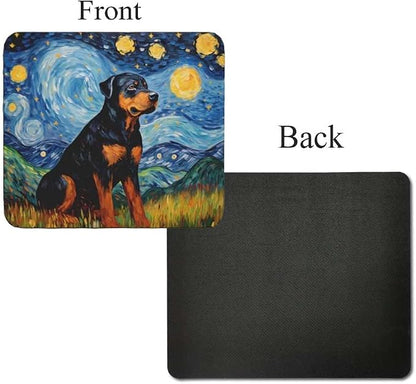 Starry Night Rottweiler Dog Mouse Pad for Computer Laptop Home Office Gaming Working Desk Desktop Accessories Non-Slip Rubber Mouse Pad for Dog Lovers (Rottweiler)