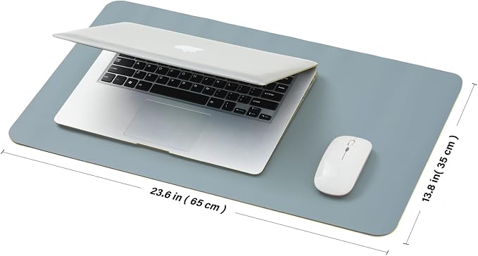 Leather Desk Mat - Small Non-Slip PU Desk Pad for Office and Home - Desk Organization and Accessories - Ideal for Large Mouse Pad and Small Desk Mats on Top of Desks (Light Blue,23.6"x 13.8")