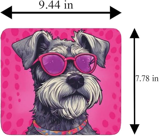 Pink Mousepad Glamour Dog Schnauzer Mouse Pad for Home Office Gaming Working Desk Computer Desktop Accessories Non-Slip Rubber Mousepad for Dog Lovers